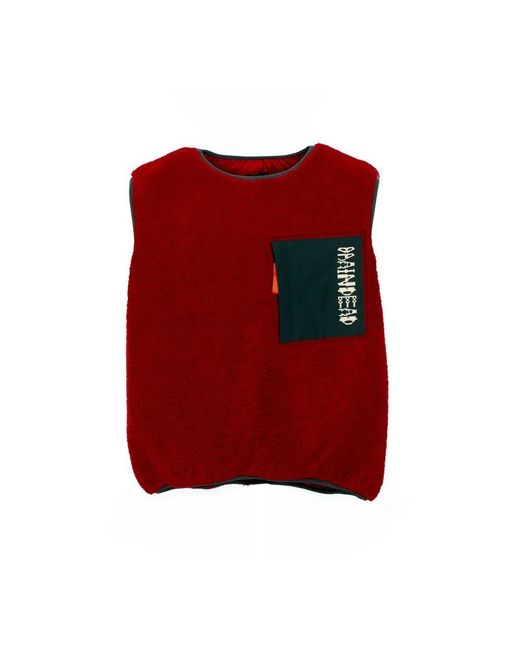 Brain Dead Sherpa Fleece Weste Oversize Fit in Red für Herren