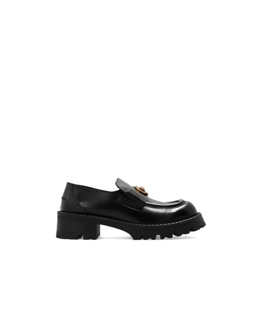 Versace Black Leather Loafers