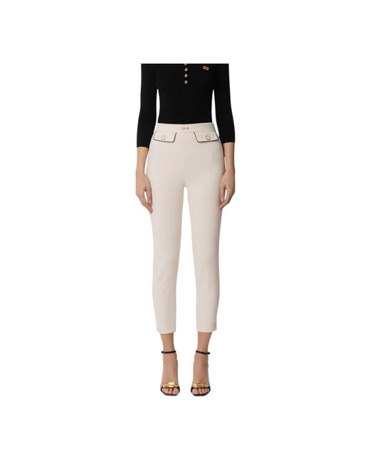 Slim-Fit Trousers Elisabetta Franchi en coloris Natural