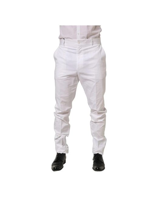 Dolce & Gabbana White Slim-Fit Trousers for men
