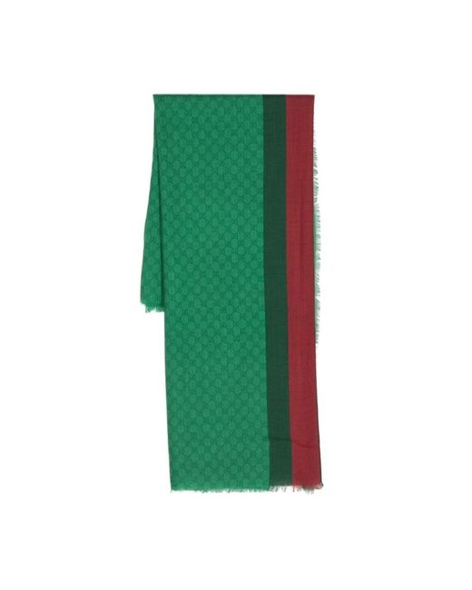 Sciarpa in lana verde con logo interlocking-g di Gucci in Green da Uomo