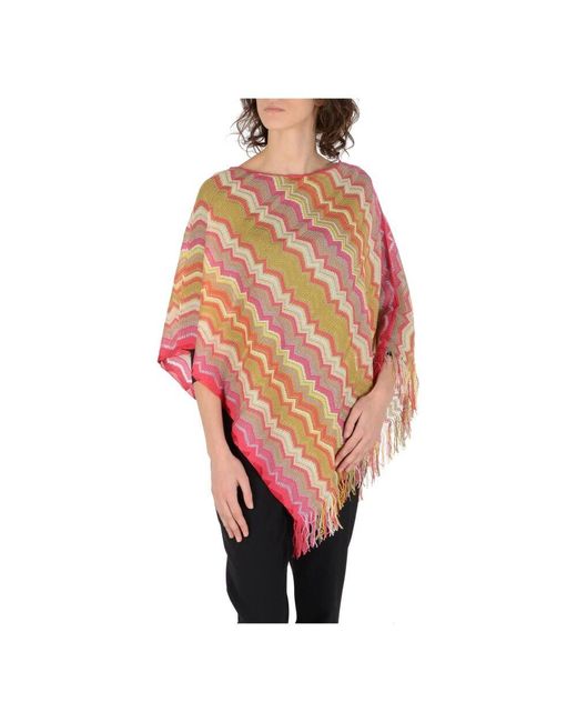 Missoni Orange Mehrfarbiger Wollmischung Poncho