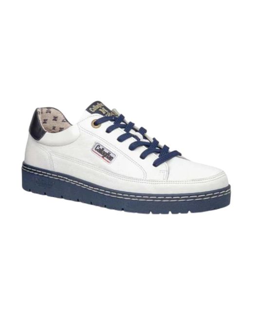 Callaghan Weiße Ledersneaker Mit Blauer Ferse in Blue für Herren