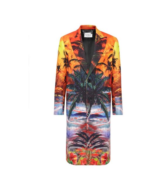 Philipp Plein Jassen ,Veelkleurig ,Wol Wool Coat Long Hawaii in het Multicolor voor heren