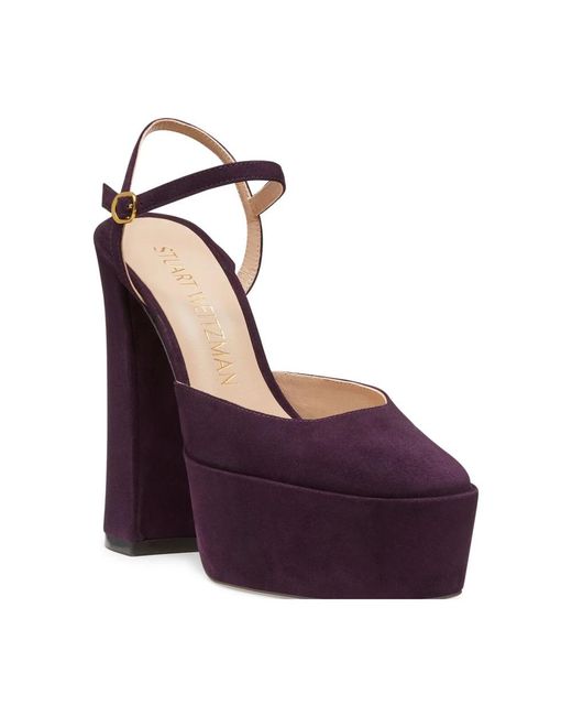 Stuart Weitzman Schoenen ,Bruin ,Suède Skyhigh 145 Platform Pumps in het Purple