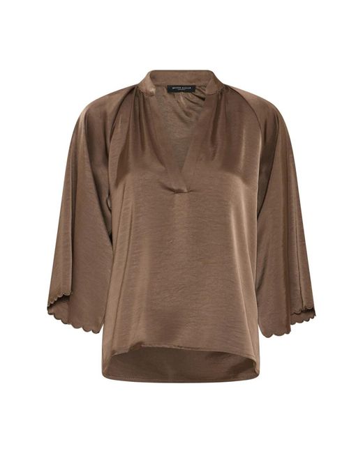 Bruuns Bazaar Brown Elegante Bluse Mit V-Ausschnitt Morel
