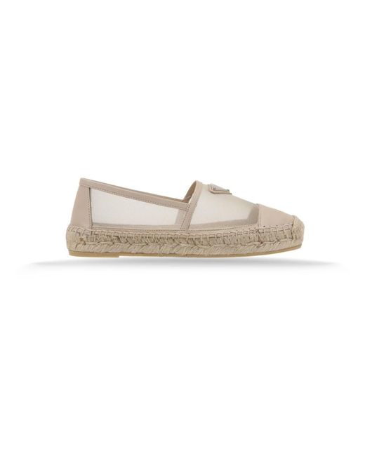 Prada White Mesh slip-on espadrilles