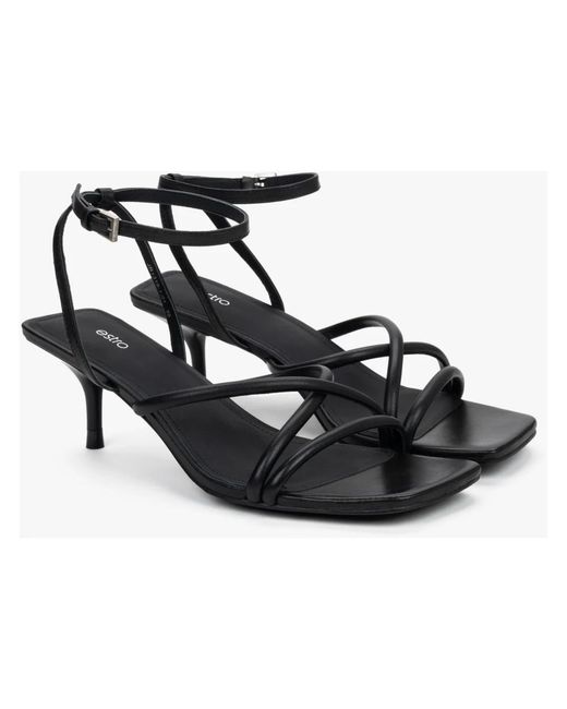ESTRO Black High Heel Sandals