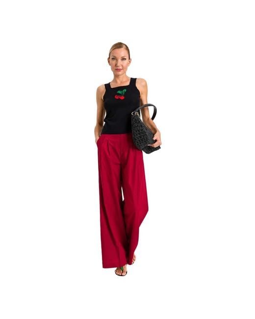Twinset Red Wide Trousers