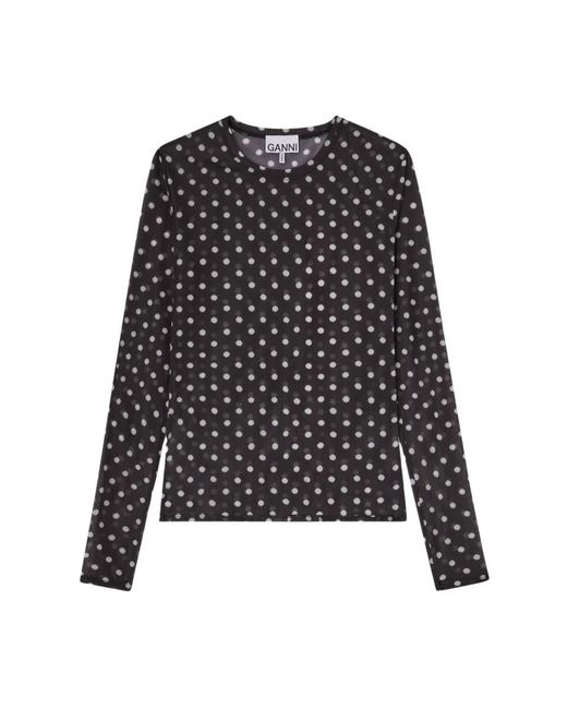 Ganni Black Long Sleeve Tops