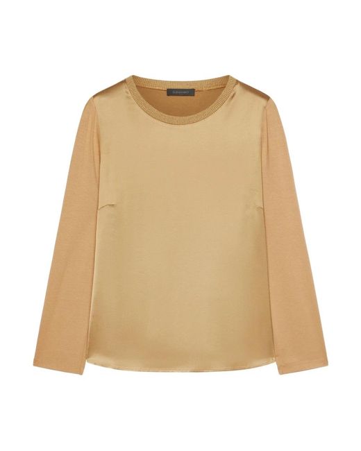 Elena Miro Overhemden ,Bruin ,Viscose T-Shirt in het Natural