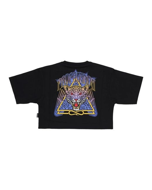 Propaganda Black Schwarzes Jaguar Dreieck Croptop Tee