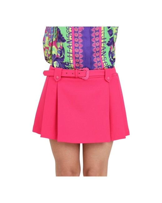 Versace Jeans Couture Pink Gefalteter Minirock Mit Reißverschluss