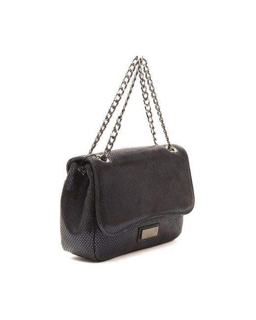 Pompei Donatella Black Leder umhängetasche mit logofutter