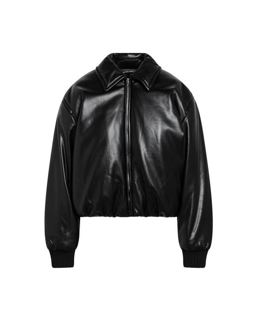 Acne Black Faux Leder Bomberjacke