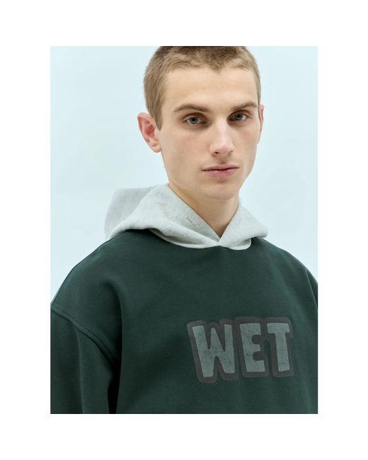 ERL Logo-bestickter baumwollfleece-hoodie in Green für Herren