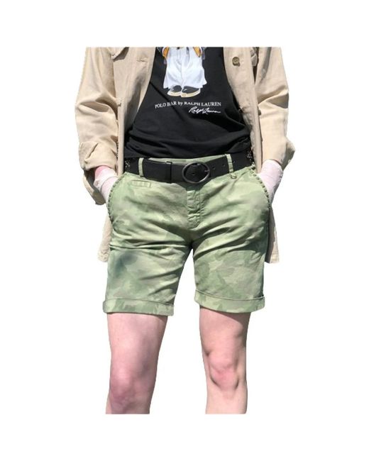 Mason's Green Camouflage bermuda shorts mit dekorativen nieten