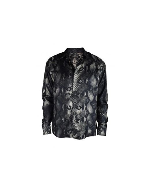 Roberto Cavalli Rock Python-Print Seidenhemd in Black für Herren