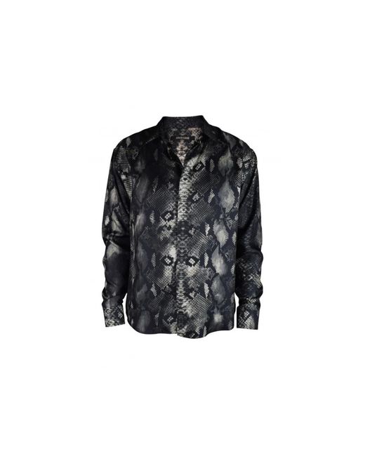 Roberto Cavalli Rock Python-Print Zijden Overhemd in het Black voor heren