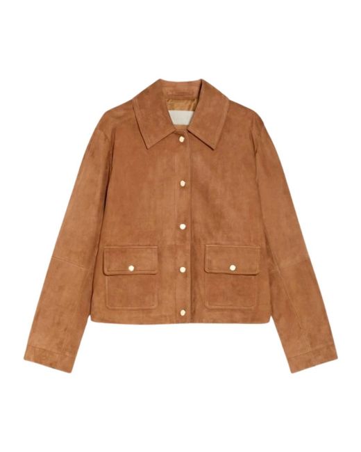 iBlues Jassen ,Leer Cosetta Jacket in het Brown
