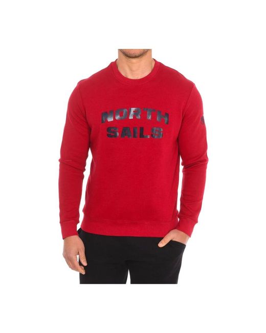 North Sails Gerippter Rundhalsausschnitt Pullover in Red für Herren