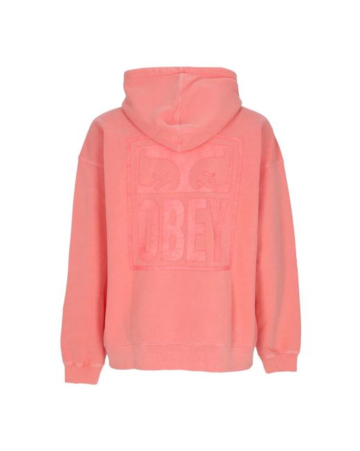 Obey Hoodies & Sweatvesten ,Roze ,Katoen Pigment Eyes Icon Lichtgewicht Hoodie in het Pink voor heren