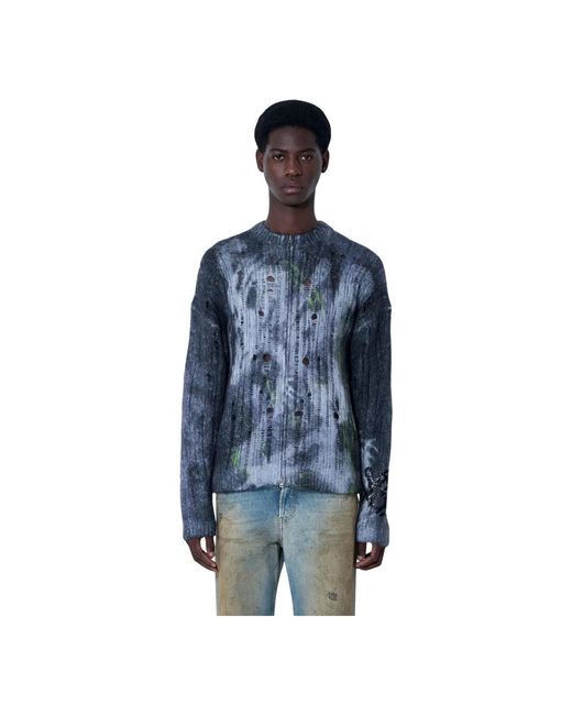 Acne Verwaschener Zip-Up Sweater in Blue für Herren
