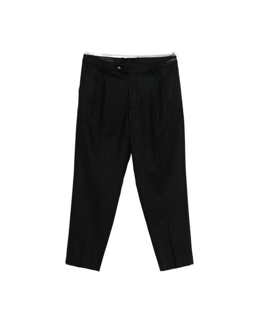 Michael Coal Black Cropped Trousers for men