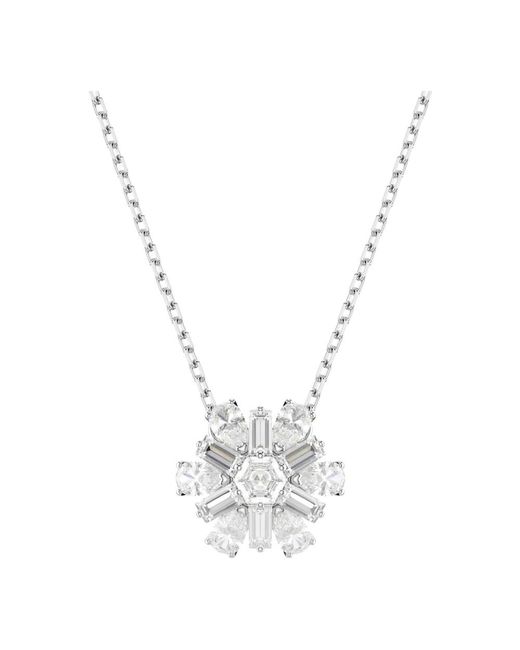 Swarovski Metallic Damen Halskette Mit Schneeflocken Anhänger Weiß Idyllia 5691484