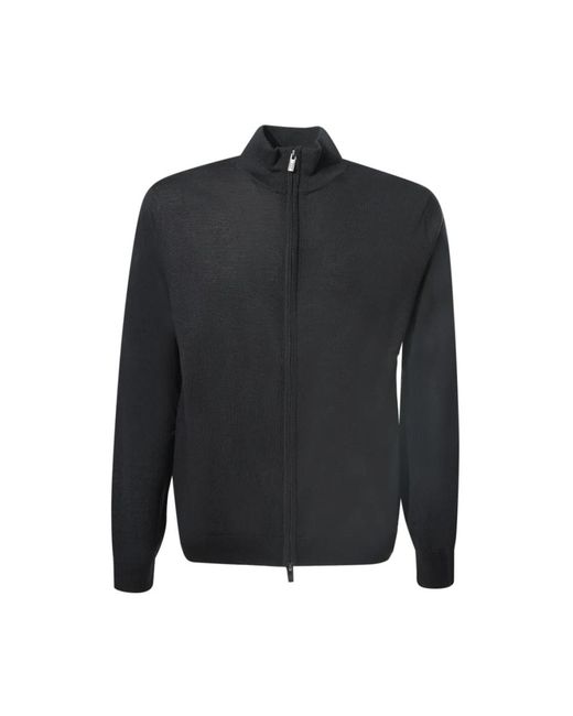 Emporio Armani Truien & Vesten ,Zwart ,Wol Volledig Gevoerde Cardigan Van Scheerwol in het Black voor heren