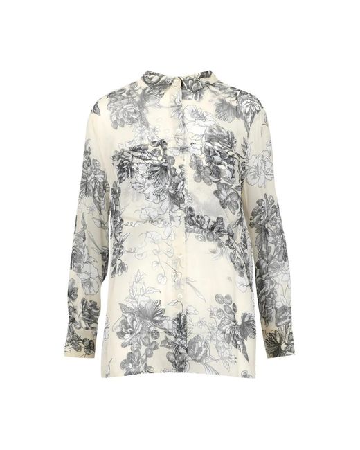 Semicouture Overhemden ,Veelkleurig ,Bloes Met Bloemenprint En Kraag in het Gray