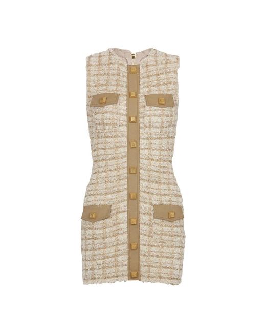 Balmain Natural Short Dresses