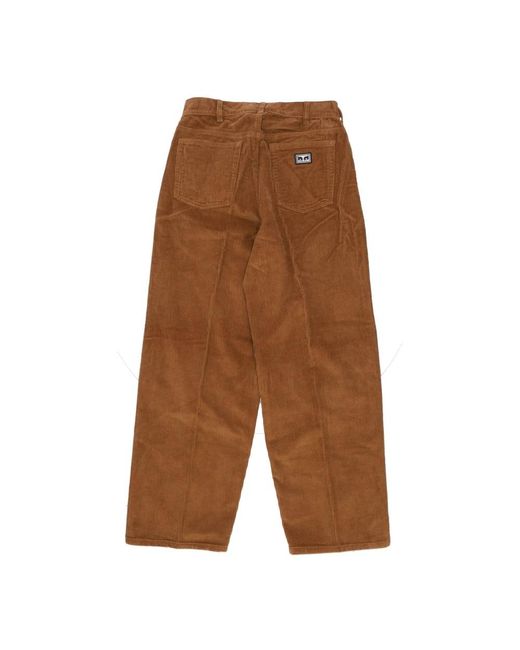 Obey Broeken ,Bruin ,Katoen Ribfluwelen Lange Broek in het Brown voor heren