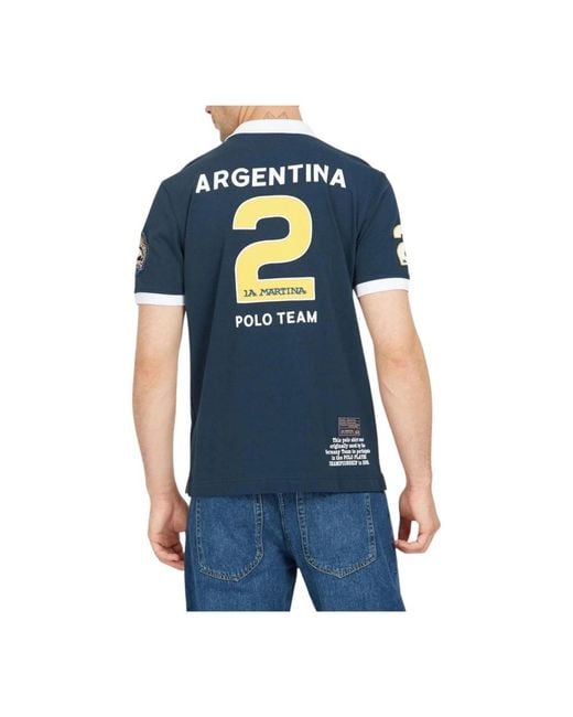 La Martina Blue Polo Shirts for men