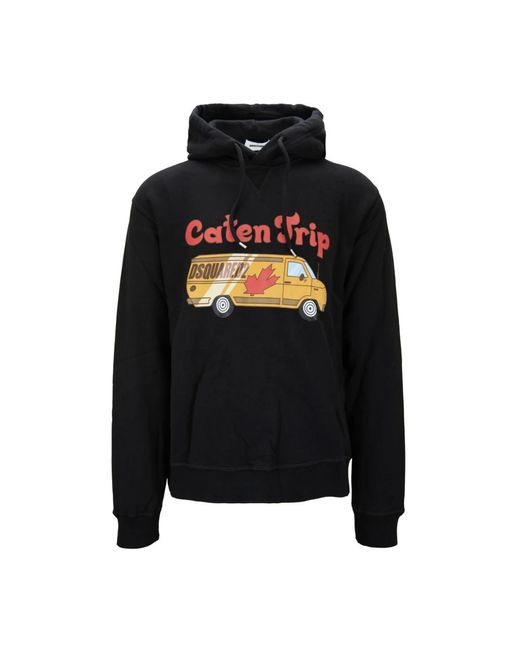 DSquared² Hoodies & Sweatvesten ,Zwart ,Katoen Hoodie Met Grafische Print in het Black voor heren
