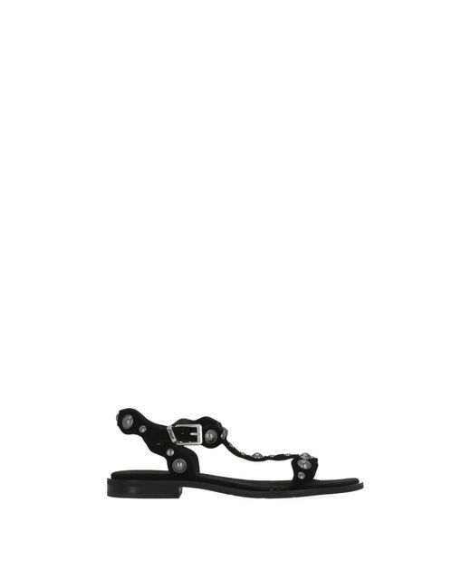 Ash Black Flat Sandals
