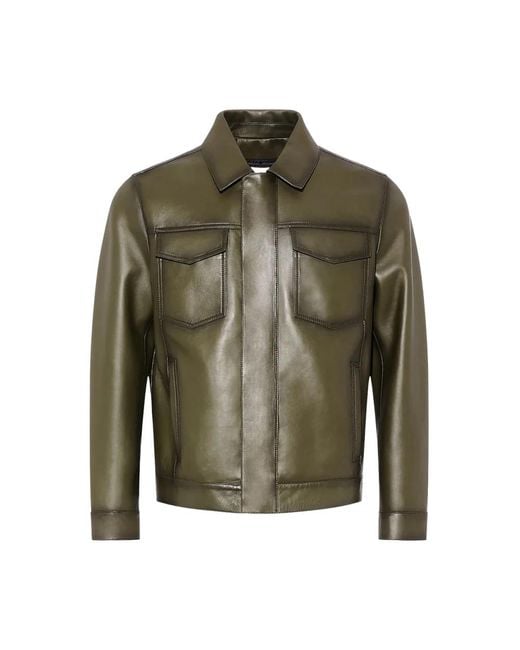 Yves Salomon Green Leather Jackets for men