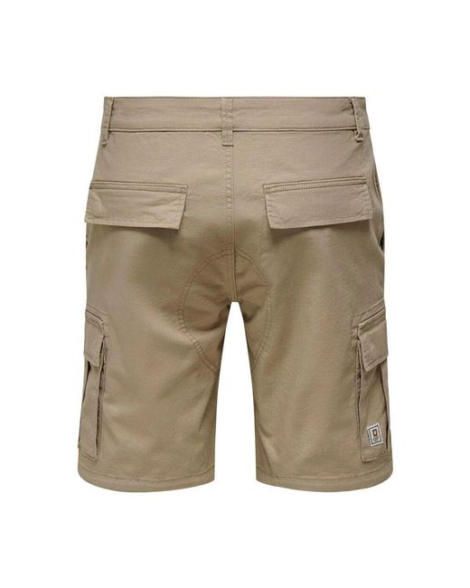 Only & Sons Ribstop Cargo Bermuda Shorts in Natural für Herren