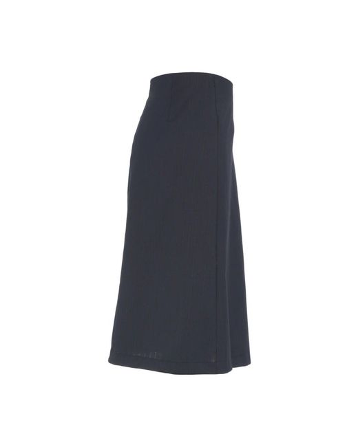 Ottod'Ame Rokken ,Zwart ,Leer Elegante Gestreepte Midi Rok in het Blue