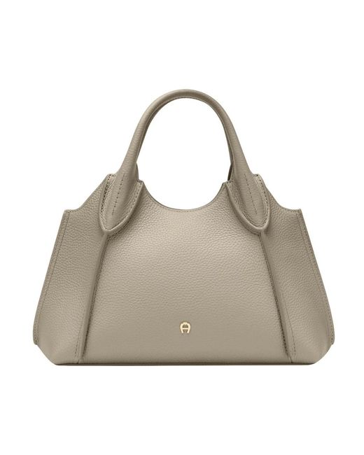 Aigner Gray Elegante Leder Hobo Tasche Mit Magnetverschluss