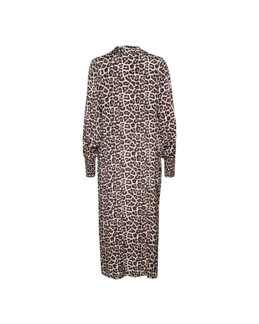 Kaffe Kleedjes ,Veelkleurig ,Veren Grijs Leo Print Jurk Kadrylia in het Multicolor