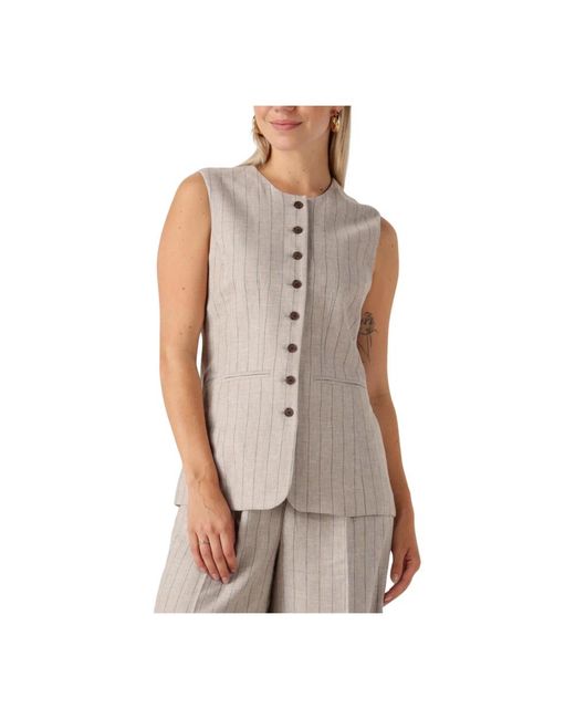 SELECTED Jassen ,Linnen Linnen Lang Vest Voor Zomer in het Natural