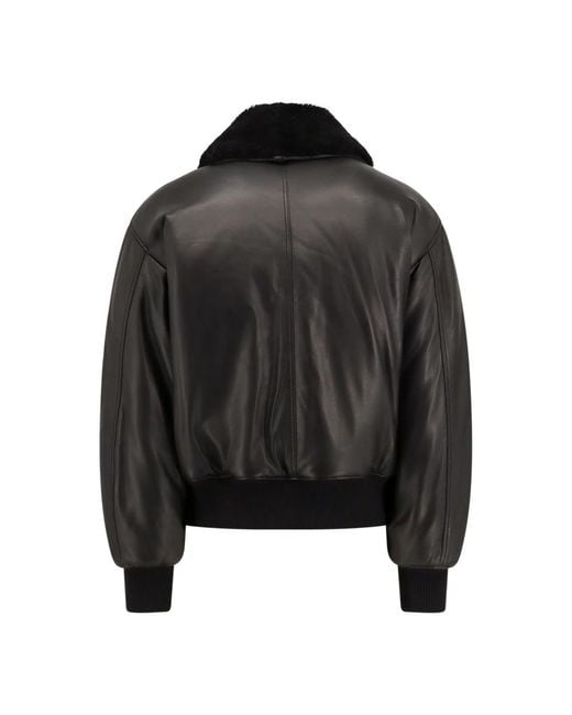 AMI Black Leather Jackets for men