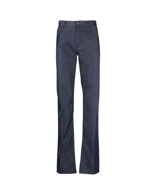 Canali Blue Straight Jeans for men