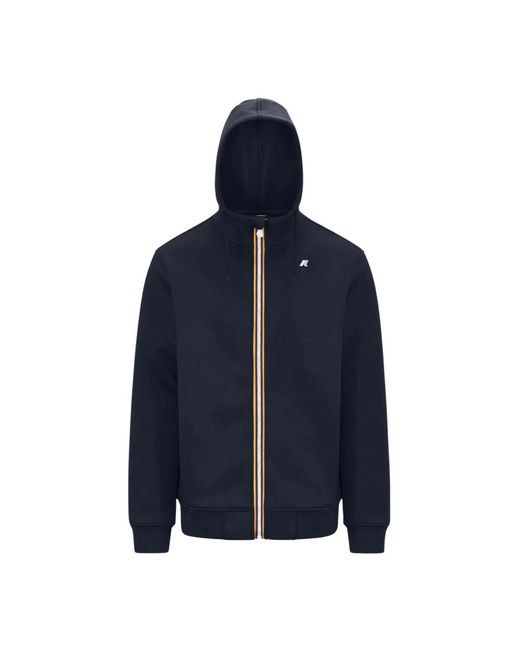 K-Way Hoodies & Sweatvesten ,Blauw ,Blauwe Sweater Met Verstelbare Capuchon in het Blue voor heren