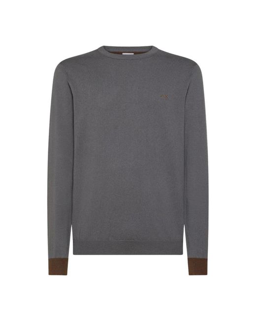 Sun 68 Gray Round-Neck Knitwear for men