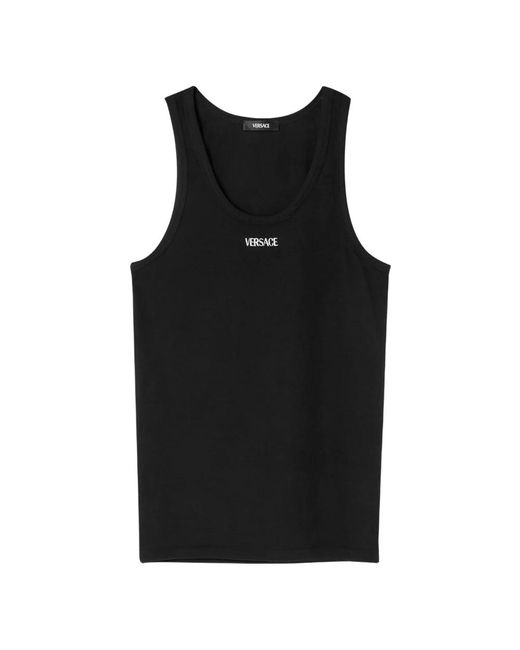 Top A Coste Con Ricamo di Versace in Black da Uomo