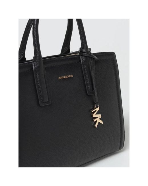 Michael Kors Black Strukturierte Ledertasche Mit Abnehmbarem Anhänger