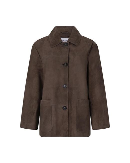 Max Mara Brown Leather Jackets