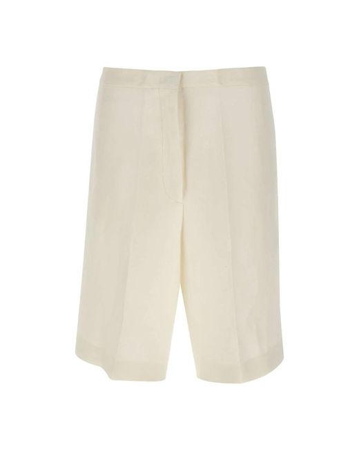 Pantalones cortos de verano de lino y viscosa blancos Fabiana Filippi de color Natural